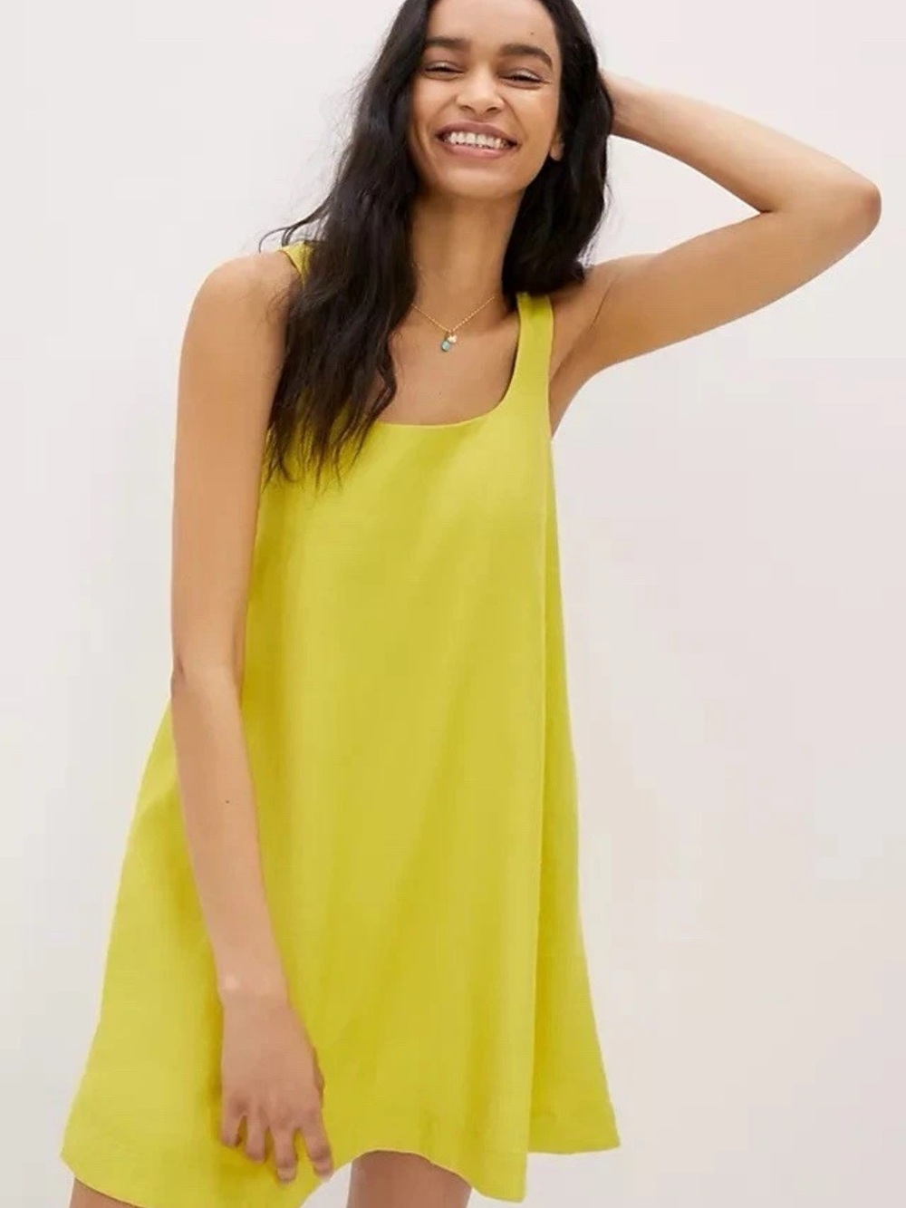 Maeve Lime Yellow Mini Dress anthropology xl swing a line